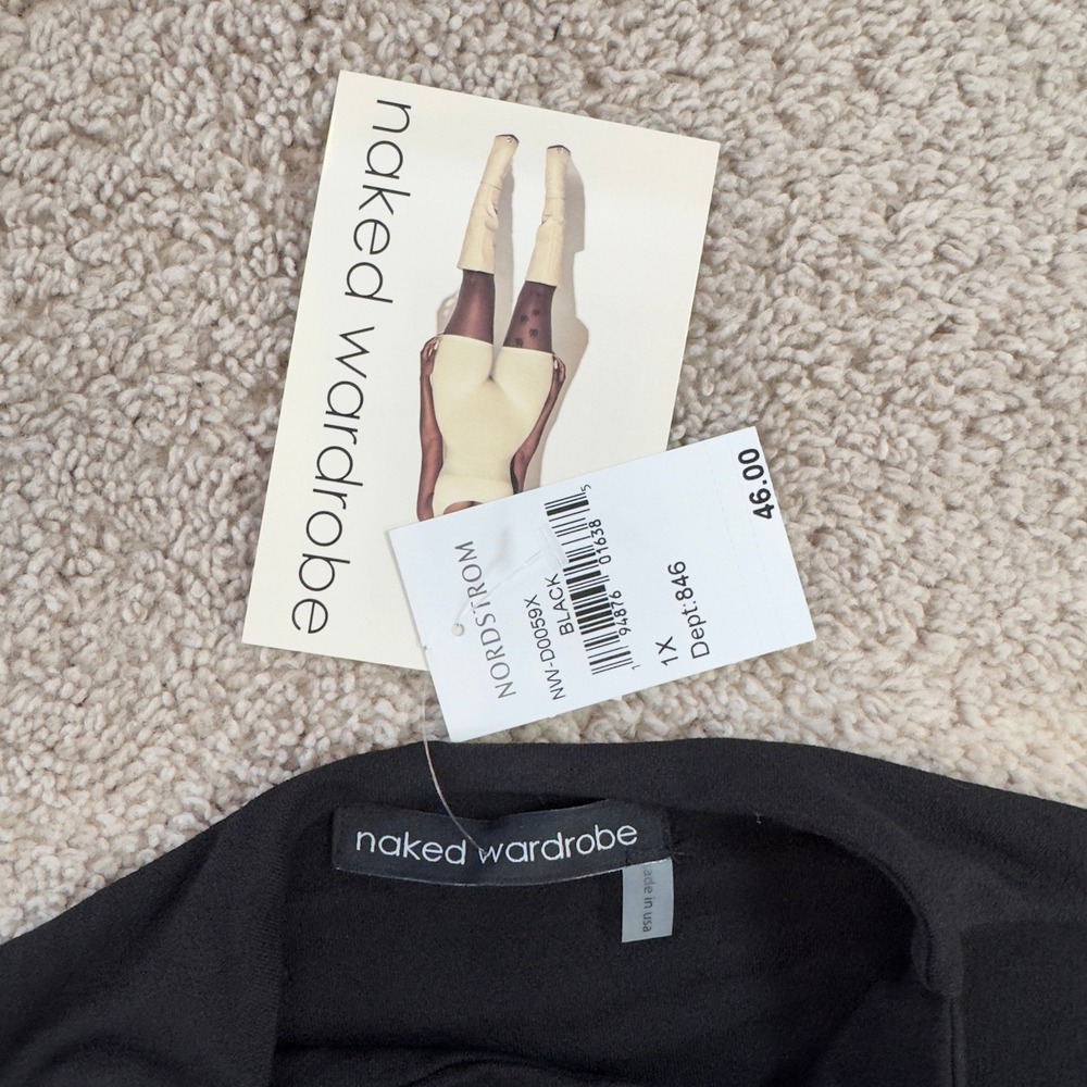 Naked Wardrobe Black Mock Neck Long Sleeve Bodycon Mini Dress 1X NW-D0059X - Picture 9 of 11